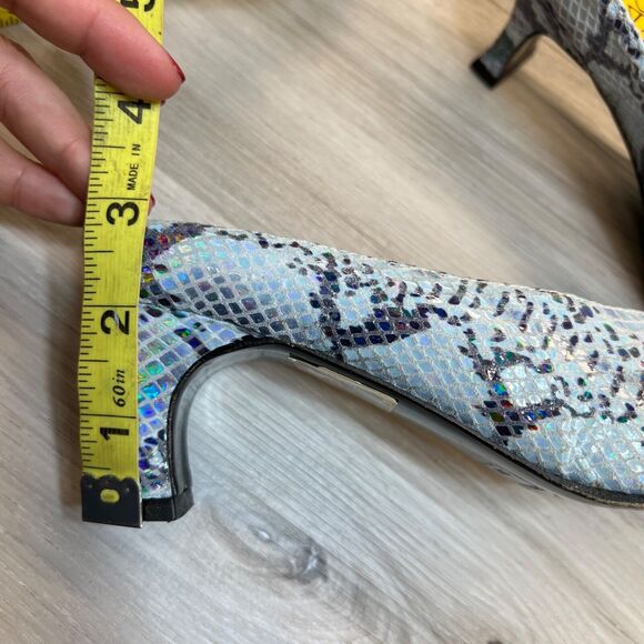 Espace Faux Snakeskin Leather Kitten Heel Slides 6 B Blue ROBERT CLERGERIE - Picture 13 of 13